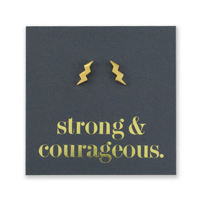 Stainless Steel Earring Studs - Strong & Courageous - LIGHTNING BOLTS