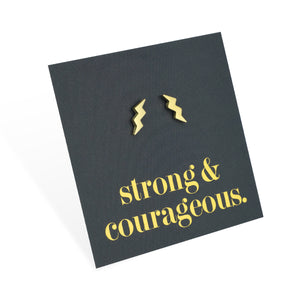 Stainless Steel Earring Studs - Strong & Courageous - LIGHTNING BOLTS