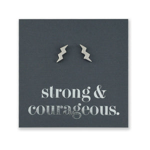 Stainless Steel Earring Studs - Strong & Courageous - LIGHTNING BOLTS