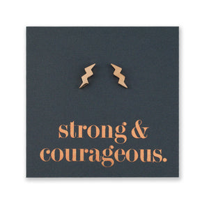 Stainless Steel Earring Studs - Strong & Courageous - LIGHTNING BOLTS