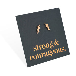 Stainless Steel Earring Studs - Strong & Courageous - LIGHTNING BOLTS