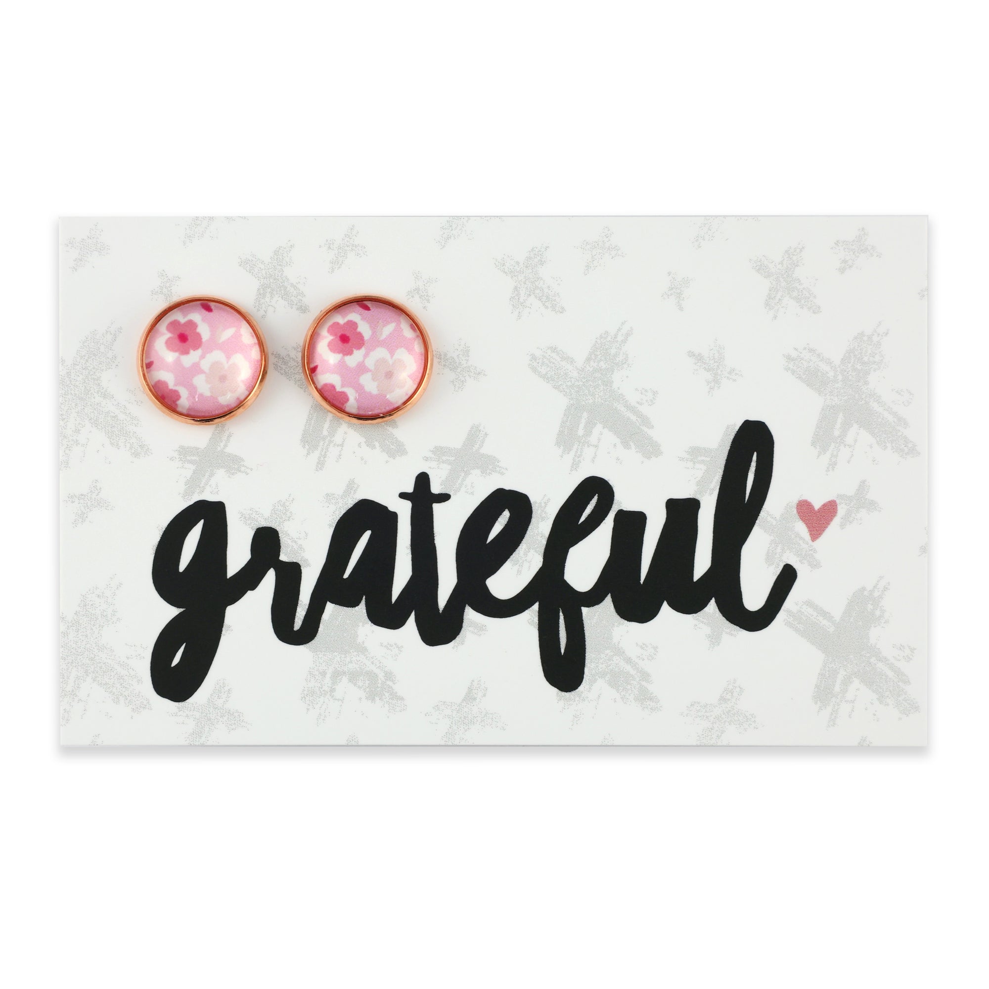 PINK COLLECTION - Grateful - Rose Gold 12mm Circle Studs - Sweet Blooms (11262)