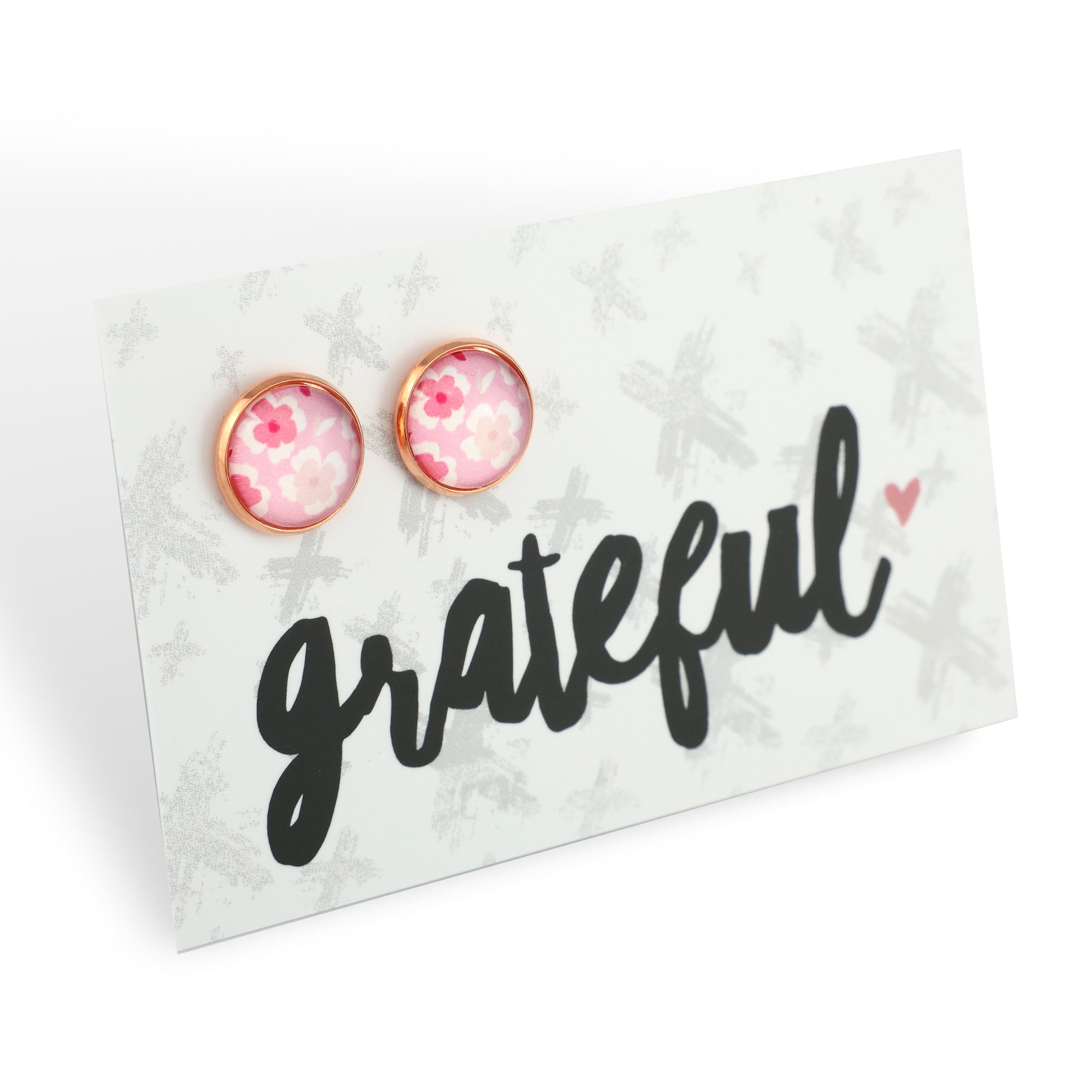 PINK COLLECTION - Grateful - Rose Gold 12mm Circle Studs - Sweet Blooms (11262)