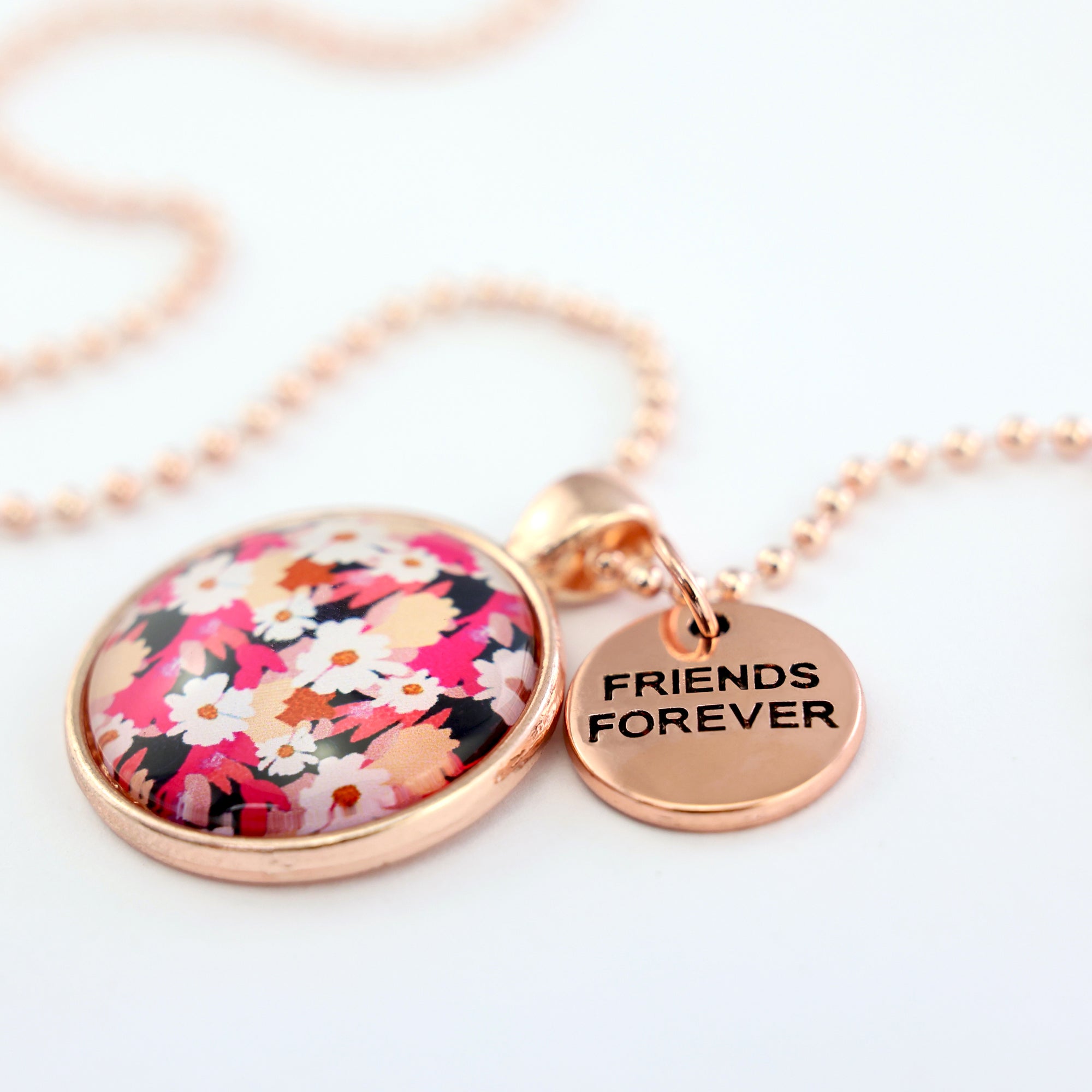 PINK COLLECTION - Rose Gold 'FRIENDS FOREVER' Necklace - Amalie (12431)