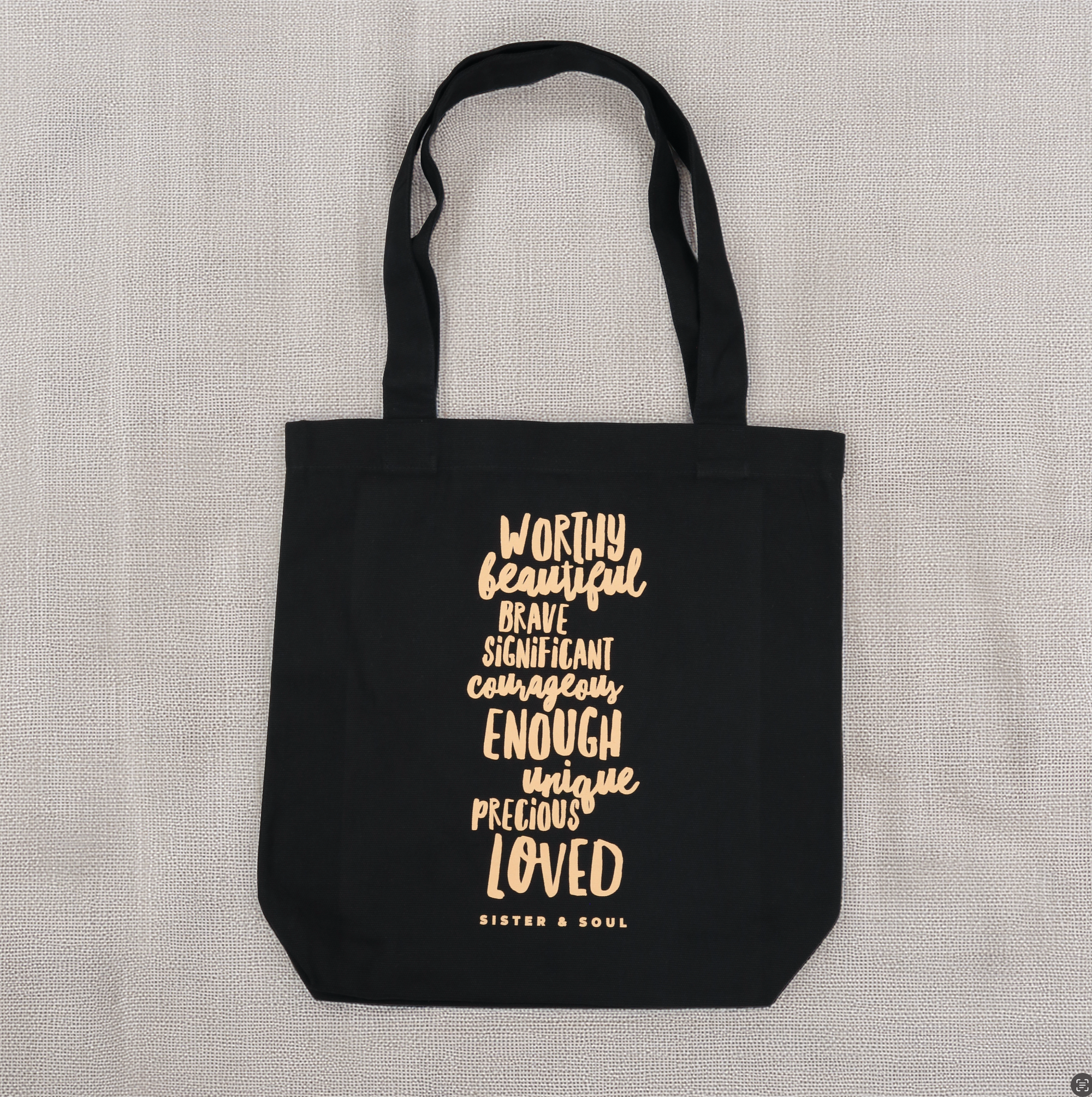 WORTHY BEAUTIFUL BRAVE - Canvas Tote Bag - Charcoal (B403)