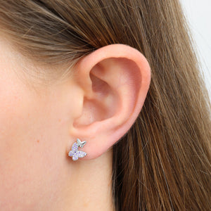 BUTTERFLY DREAM - 18k Gold Sterling Silver Studs with purple CZ - Dream Chaser! (9914-G)