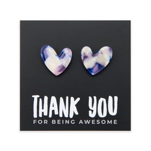 Thank Your For Being Awesome - Resin Heart Studs - Monte Swirl (11445)