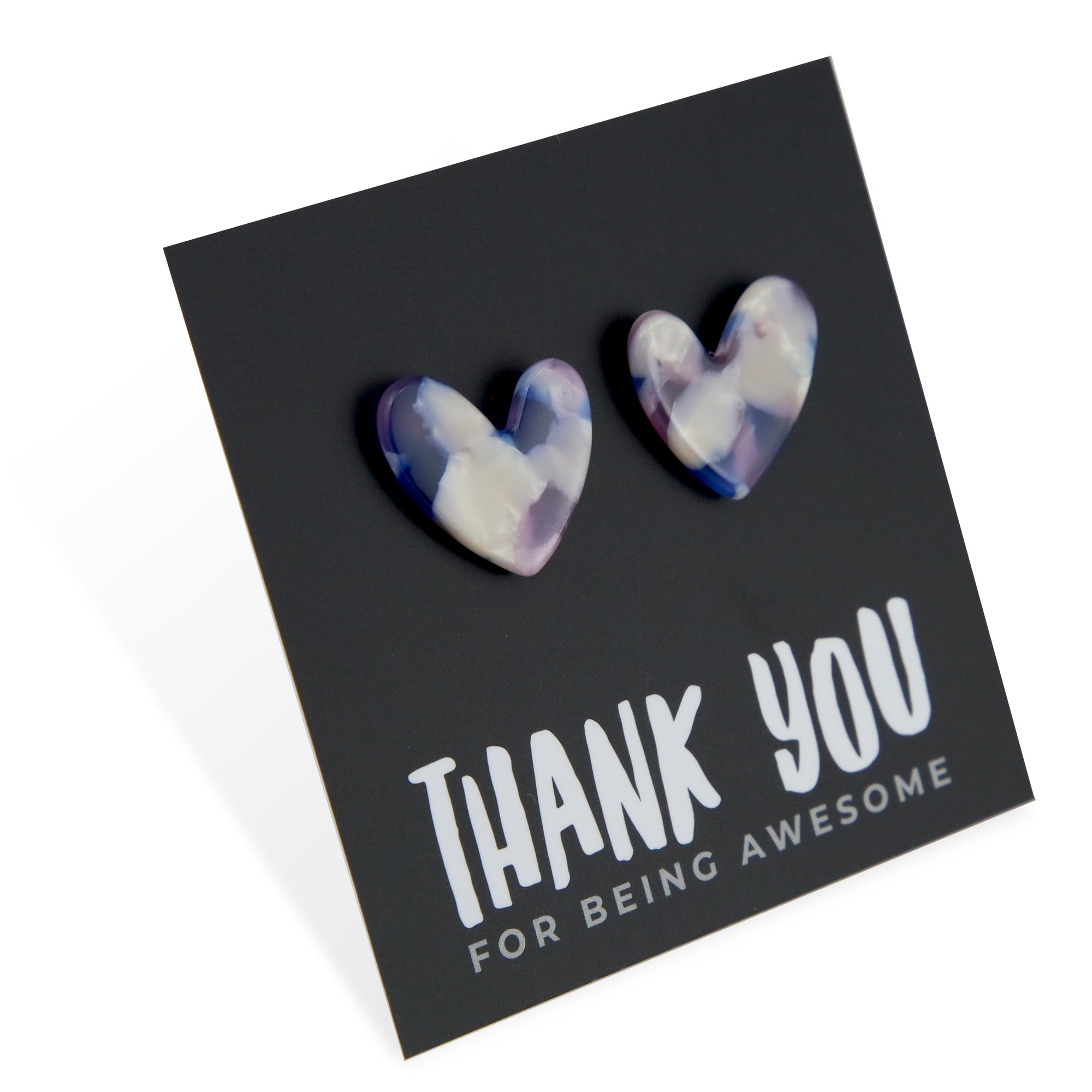 Thank Your For Being Awesome - Resin Heart Studs - Monte Swirl (11445)