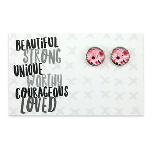 PINK COLLECTION - Beautiful Strong Unique - Vintage Silver 12mm Circle Studs - Tickled Pink (11243)