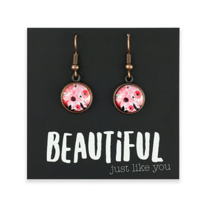 PINK COLLECTION - Beautiful Just Like You - Vintage Copper Dangle Earrings - Tickled Pink (11155)