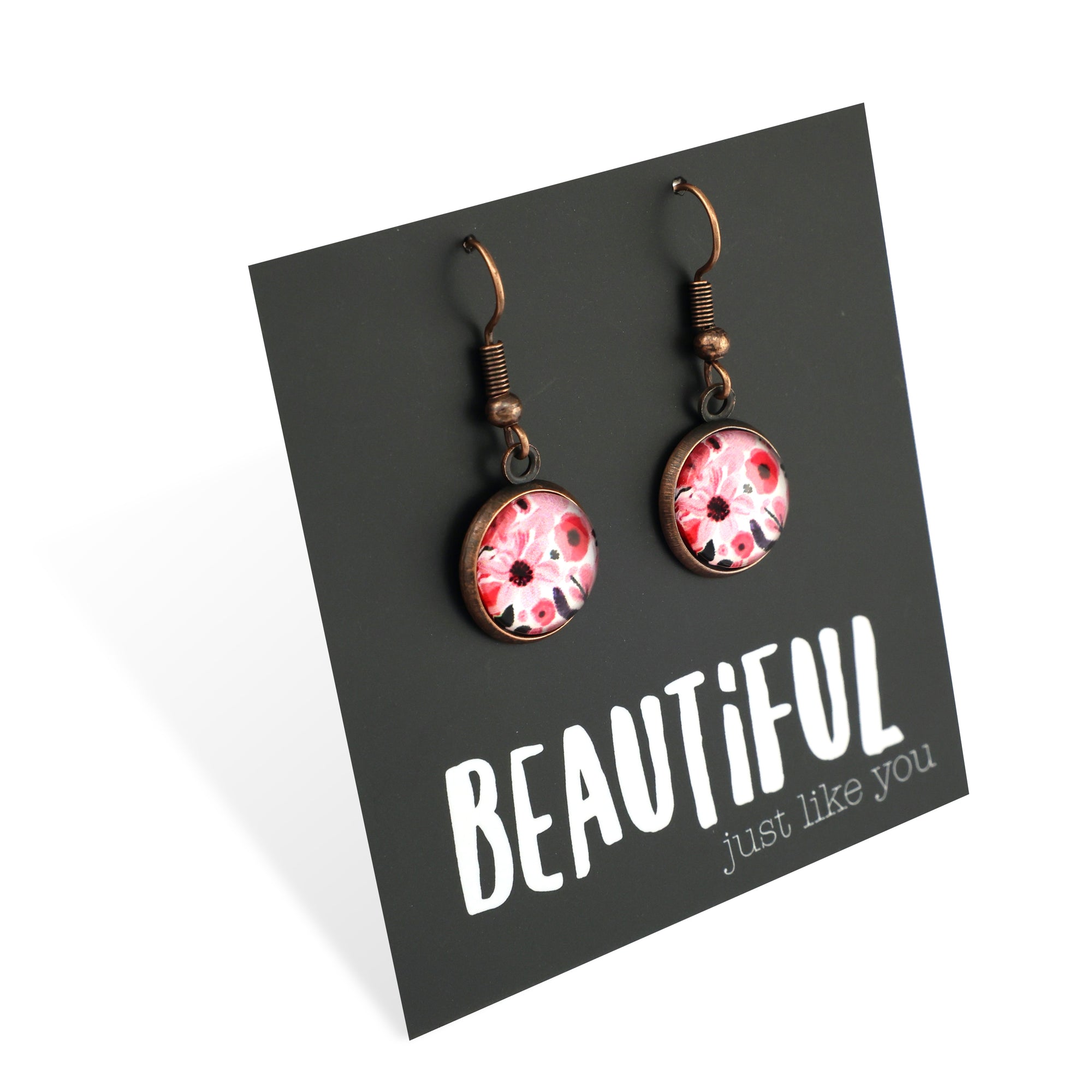 PINK COLLECTION - Beautiful Just Like You - Vintage Copper Dangle Earrings - Tickled Pink (11155)