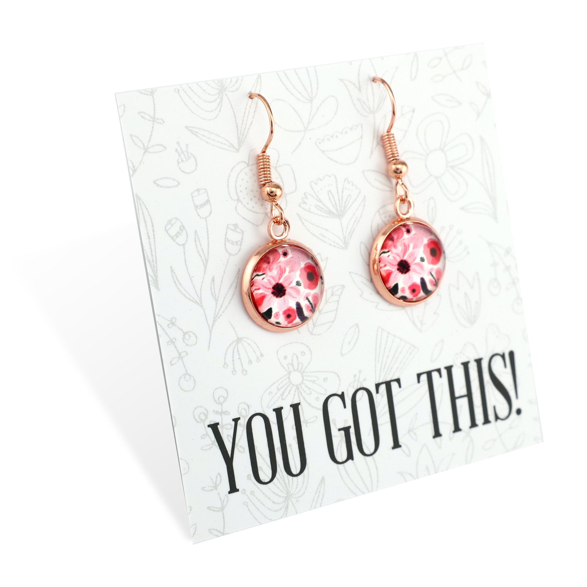 PINK COLLECTION - You Got This! - Rose Gold Dangle Earrings - Tickled Pink (11161)