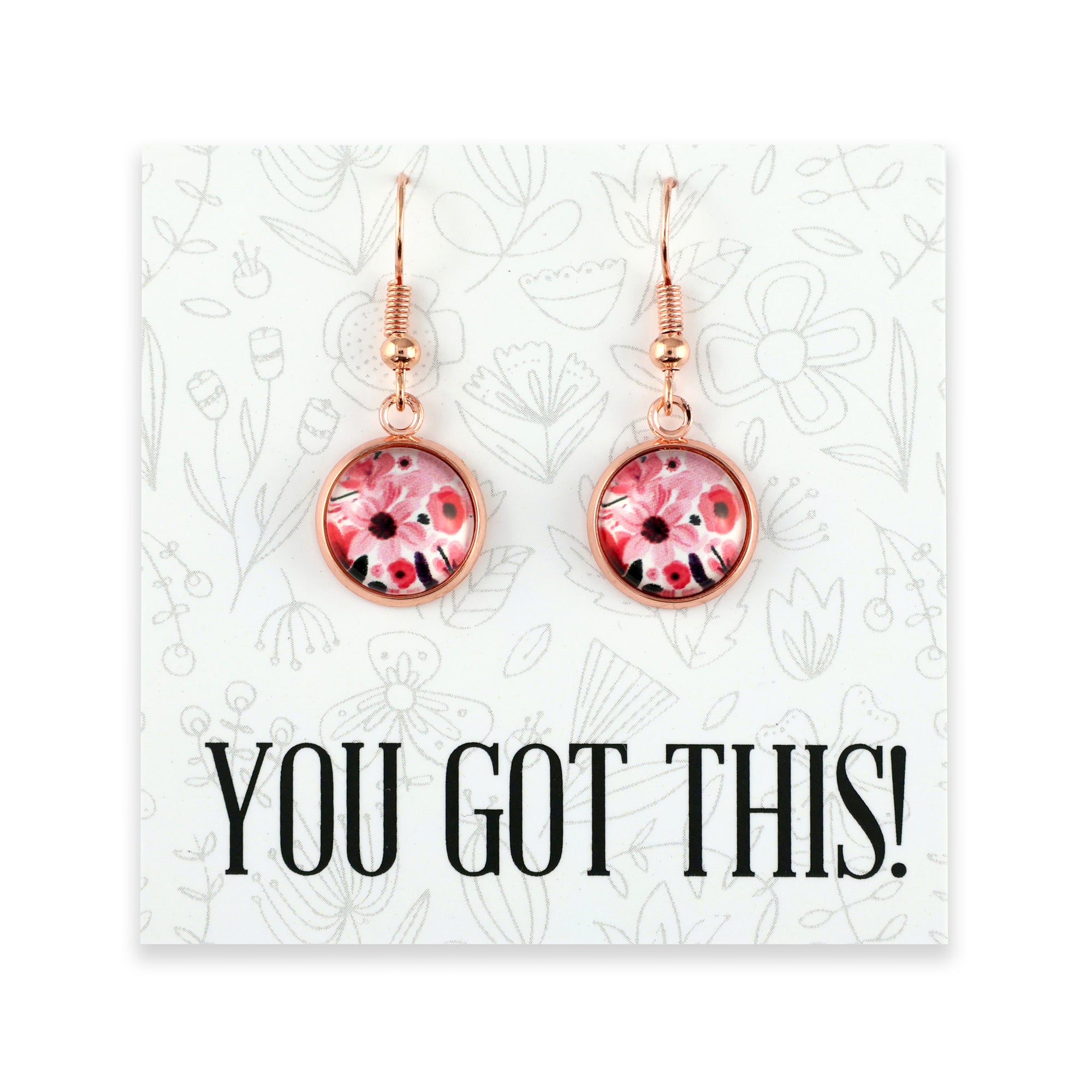 PINK COLLECTION - You Got This! - Rose Gold Dangle Earrings - Tickled Pink (11161)