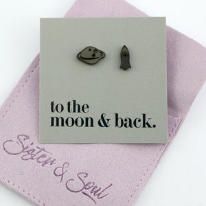 Stainless Steel Earring Studs - To the Moon and Back - ROCKET & PLANET