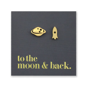 Stainless Steel Earring Studs - To the Moon and Back - ROCKET & PLANET