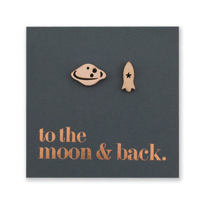 Stainless Steel Earring Studs - To the Moon and Back - ROCKET & PLANET