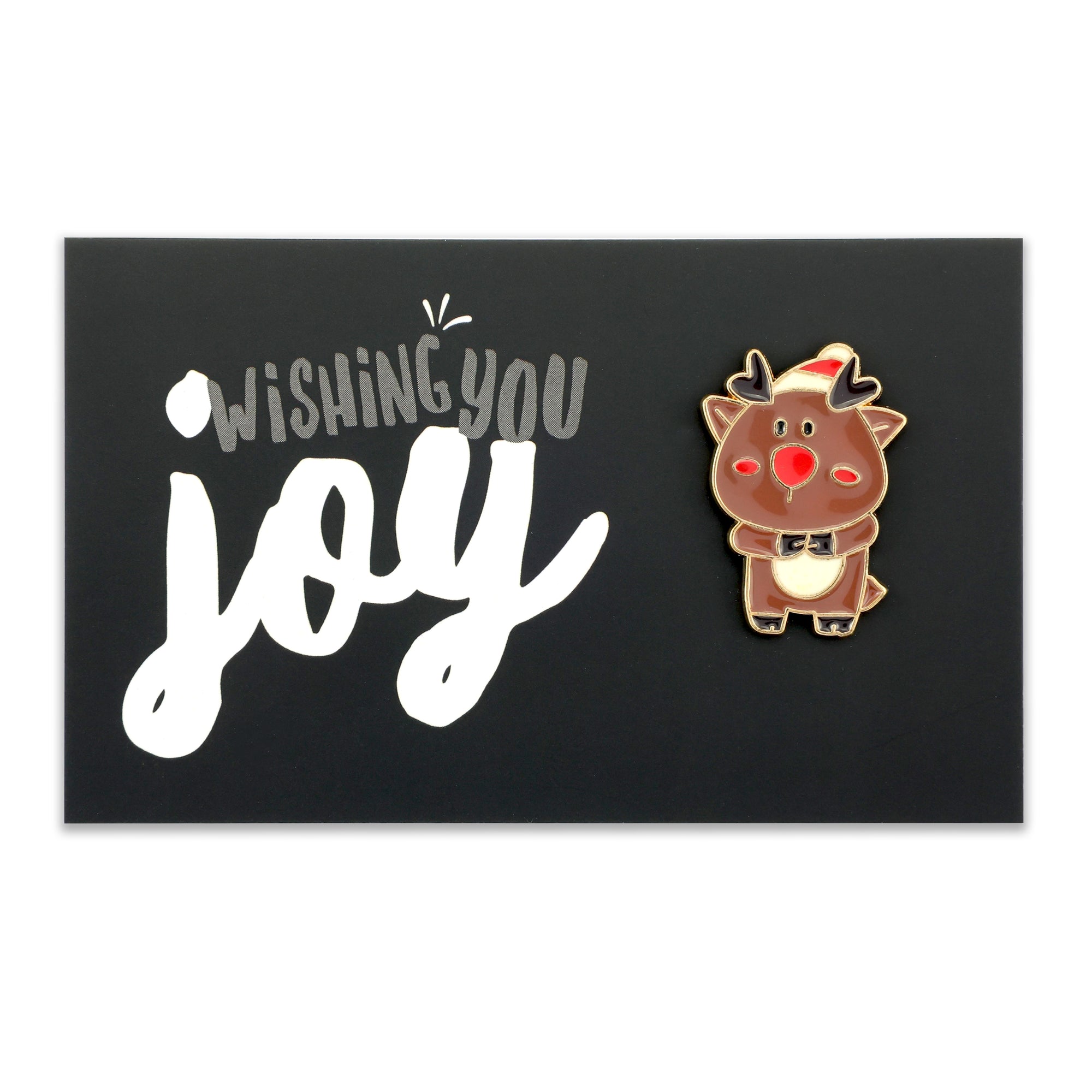 Lovely Pins! Wishing you Joy - Cute Reindeer Enamel Badge Pin - (10233)