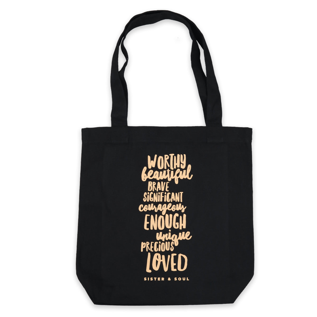 WORTHY BEAUTIFUL BRAVE - Canvas Tote Bag - Charcoal (B403)