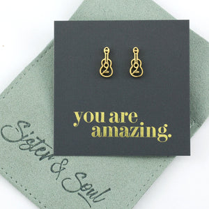 Stainless Steel Earring Studs - You Are Amazing - ACOUSTIC GUITARS