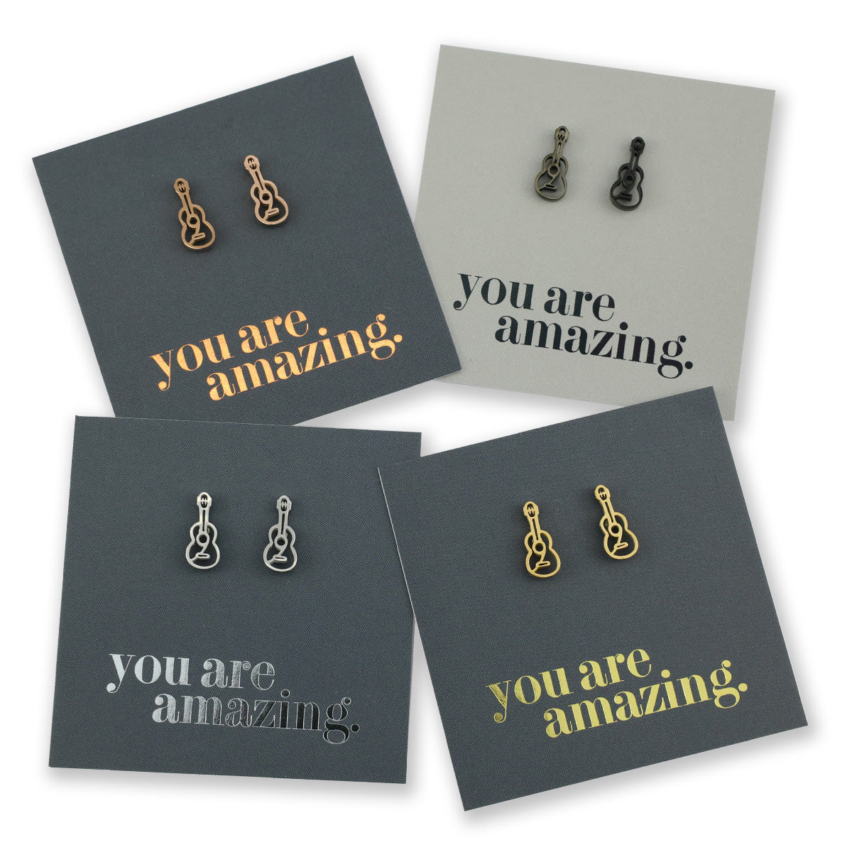 Stainless Steel Earring Studs - You Are Amazing - ACOUSTIC GUITARS