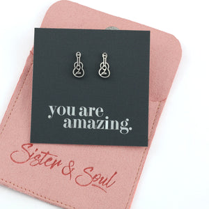 Stainless Steel Earring Studs - You Are Amazing - ACOUSTIC GUITARS