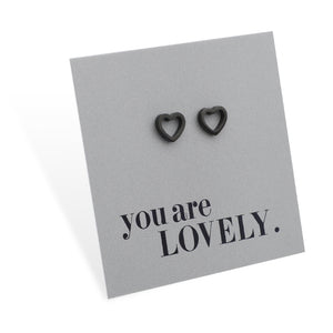 Stainless Steel Earring Studs - You Are Lovely - OPEN HEART