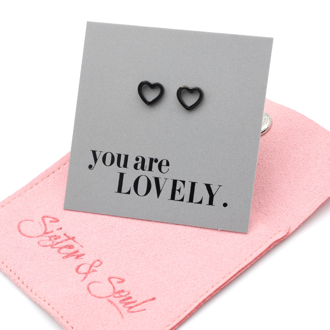 Stainless Steel Earring Studs - You Are Lovely - OPEN HEART