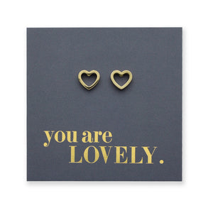 Stainless Steel Earring Studs - You Are Lovely - OPEN HEART