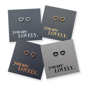 Stainless Steel Earring Studs - You Are Lovely - OPEN HEART