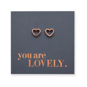 Stainless Steel Earring Studs - You Are Lovely - OPEN HEART