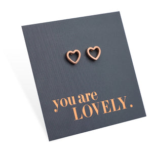 Stainless Steel Earring Studs - You Are Lovely - OPEN HEART