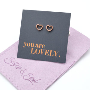 Stainless Steel Earring Studs - You Are Lovely - OPEN HEART