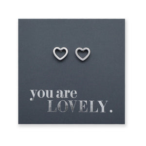 Stainless Steel Earring Studs - You Are Lovely - OPEN HEART