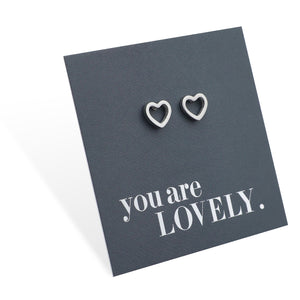 Stainless Steel Earring Studs - You Are Lovely - OPEN HEART