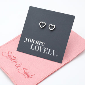 Stainless Steel Earring Studs - You Are Lovely - OPEN HEART