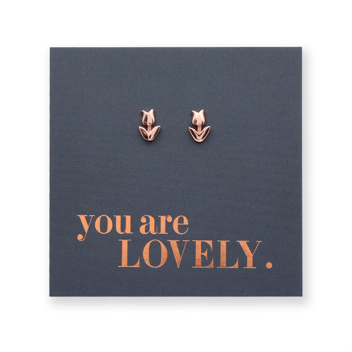 Tiny Tulip - 18k Rose Gold Plated Sterling Silver Stud - You Are Lovely (9114-F)