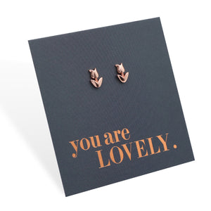 Tiny Tulip - 18k Rose Gold Plated Sterling Silver Stud - You Are Lovely (9114-F)