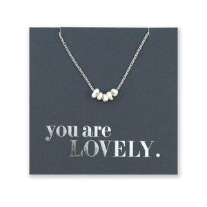 Premium Fine Necklace - 925 Sterling Silver with Tiny Fresh Water Pearls - You Are Lovely (2406-R)