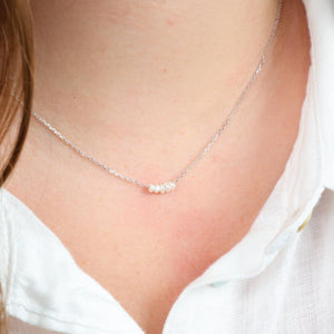 Premium Fine Necklace - 925 Sterling Silver with Tiny Fresh Water Pearls - You Are Lovely (2406-R)