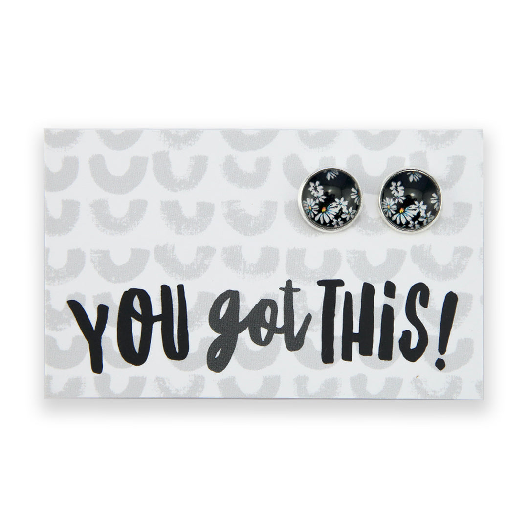 Black & White Collection - You Got This - Bright Silver 12mm Circle Studs - Daisy Town (12311)