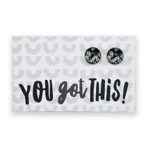 Black & White Collection - You Got This - Bright Silver 12mm Circle Studs - Daisy Town (12311)