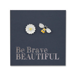 Bee and Flower - Sterling Silver Studs - Be Brave Beautiful (9815)