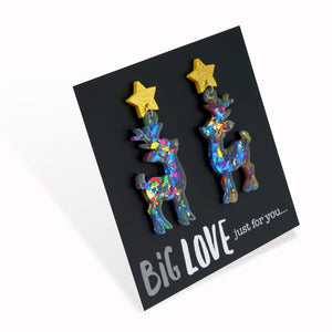 Acrylic & Resin Dangles - 'Big Love Just For You' - Sparkle Resin Reindeer (2303)