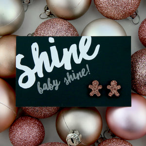 Sparkle Acrylic Studs - Shine Baby Shine - Rose Gold Glitter Gingerbread (9105)