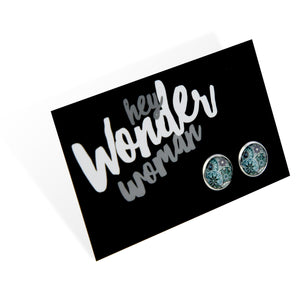 TEAL COLLECTION - Hey Wonder Woman - Bright Silver 12mm Circle Studs - Cirque (12225)