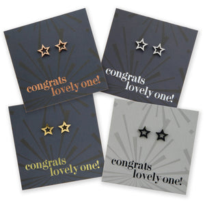 Stainless Steel Earring Studs - Congrats Lovely One - OPEN STARS