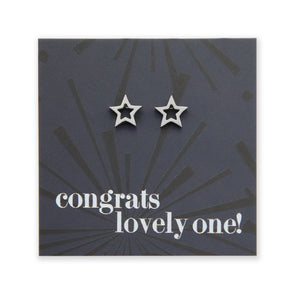 Stainless Steel Earring Studs - Congrats Lovely One - OPEN STARS