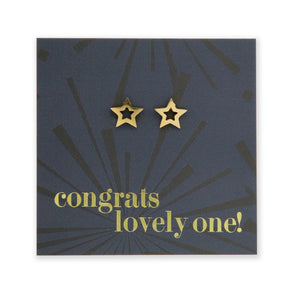 Stainless Steel Earring Studs - Congrats Lovely One - OPEN STARS