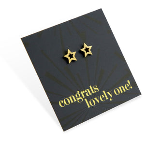 Stainless Steel Earring Studs - Congrats Lovely One - OPEN STARS