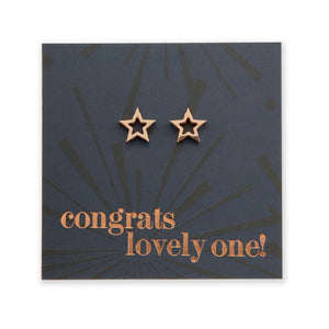 Stainless Steel Earring Studs - Congrats Lovely One - OPEN STARS